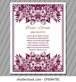 Wedding invitation cards with floral elements.