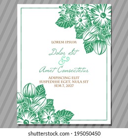 Wedding invitation cards with floral elements.