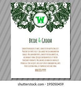Wedding invitation cards with floral elements.