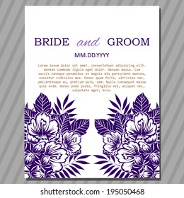 Wedding invitation cards with floral elements.