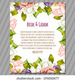 Wedding invitation cards with floral elements.