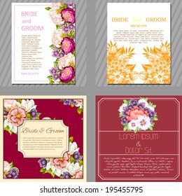 Wedding invitation cards with floral elements.