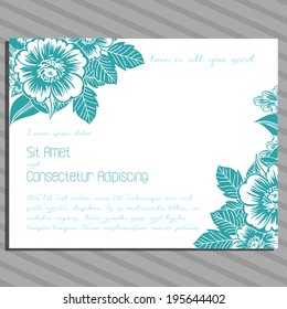 Wedding invitation cards with floral elements.