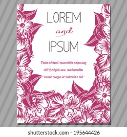 Wedding invitation cards with floral elements.