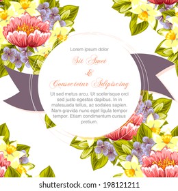 Wedding invitation cards with floral elements