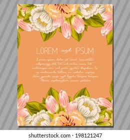 Wedding invitation cards with floral elements