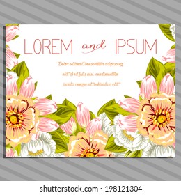 Wedding invitation cards with floral elements