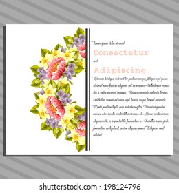 Wedding invitation cards with floral elements