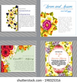 Wedding invitation cards with floral elements. 