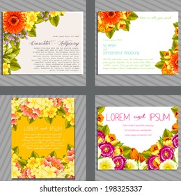 Wedding invitation cards with floral elements. 