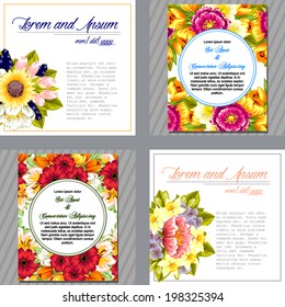 Wedding invitation cards with floral elements. 