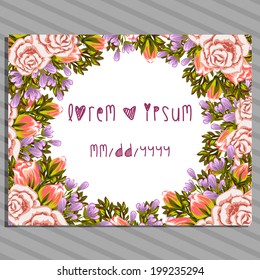 Wedding invitation cards with floral elements.