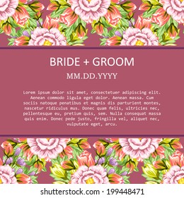 Wedding invitation cards with floral elements.
