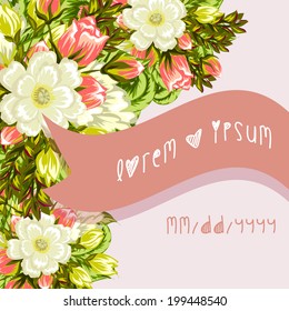 Wedding invitation cards with floral elements.