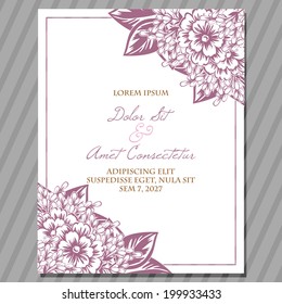 Wedding invitation cards with floral elements.