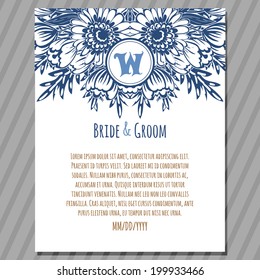 Wedding invitation cards with floral elements.
