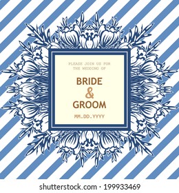 Wedding invitation cards with floral elements.