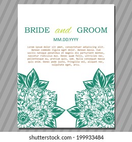 Wedding invitation cards with floral elements.