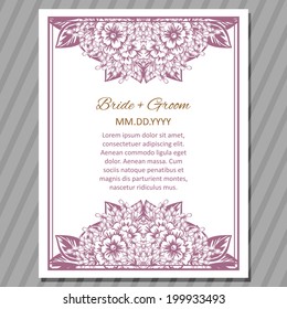 Wedding invitation cards with floral elements.