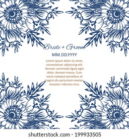 Wedding invitation cards with floral elements.