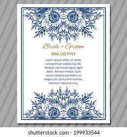 Wedding invitation cards with floral elements.