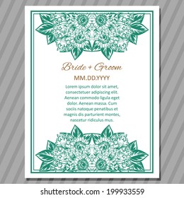 Wedding invitation cards with floral elements.