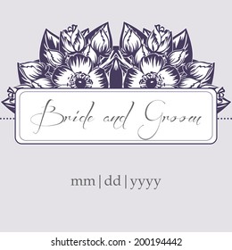 Wedding invitation cards with floral elements.