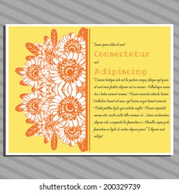 Wedding invitation cards with floral elements.