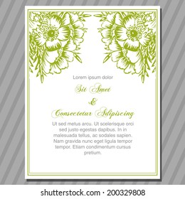 Wedding invitation cards with floral elements.