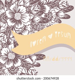 Wedding invitation cards with floral elements.