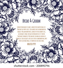 Wedding invitation cards with floral elements.