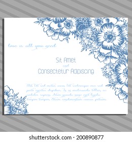 Wedding invitation cards with floral elements.