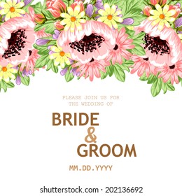 Wedding invitation cards with floral elements.