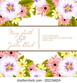 Wedding invitation cards with floral elements.