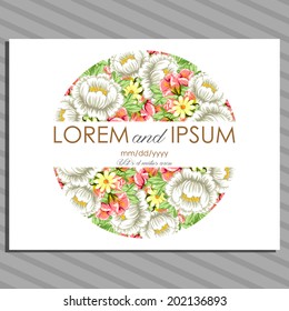 Wedding invitation cards with floral elements.
