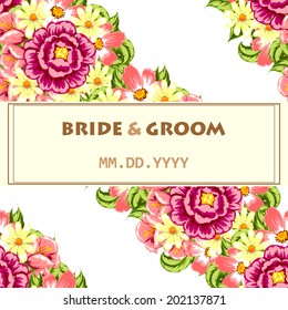 Wedding invitation cards with floral elements.