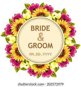 Wedding invitation cards with floral elements