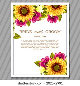 Wedding invitation cards with floral elements