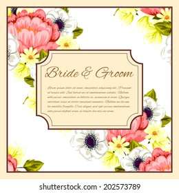 Wedding invitation cards with floral elements