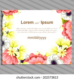 Wedding invitation cards with floral elements