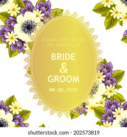 Wedding invitation cards with floral elements