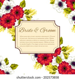 Wedding invitation cards with floral elements