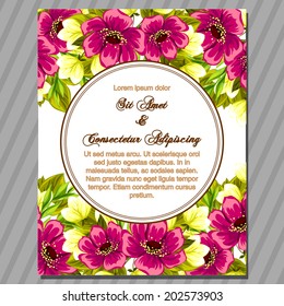 Wedding invitation cards with floral elements