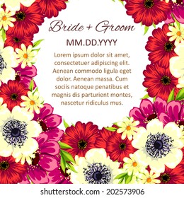 Wedding invitation cards with floral elements