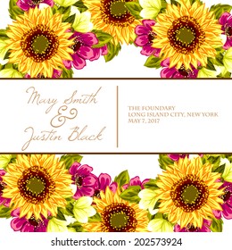 Wedding invitation cards with floral elements
