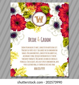 Wedding invitation cards with floral elements