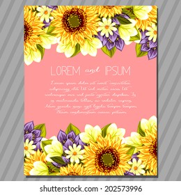 Wedding invitation cards with floral elements