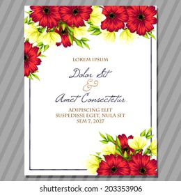 Wedding invitation cards with floral elements.