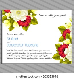 Wedding invitation cards with floral elements.