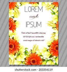 Wedding invitation cards with floral elements.